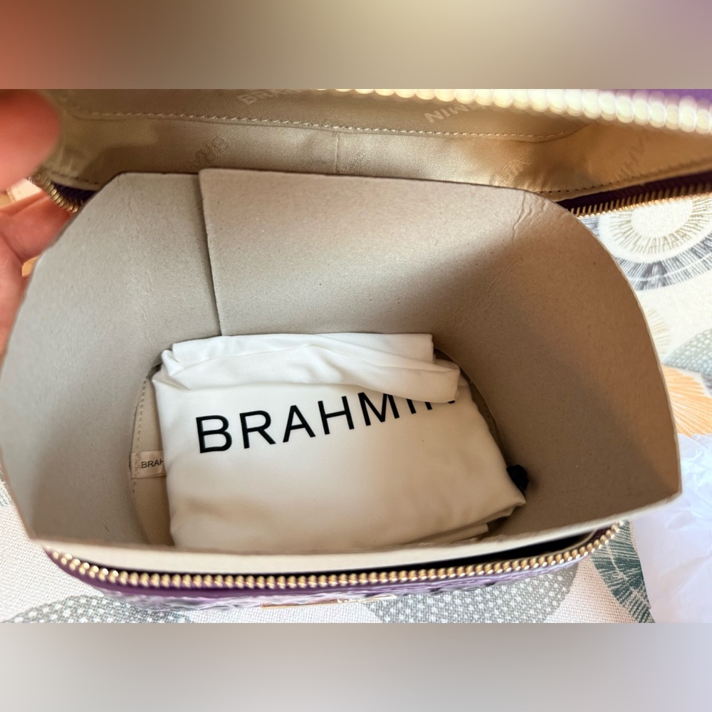 Brahmin Small Charmaine Passion Purple Iridescent Purple Cosmetic Case NWT - Picture 7 of 12